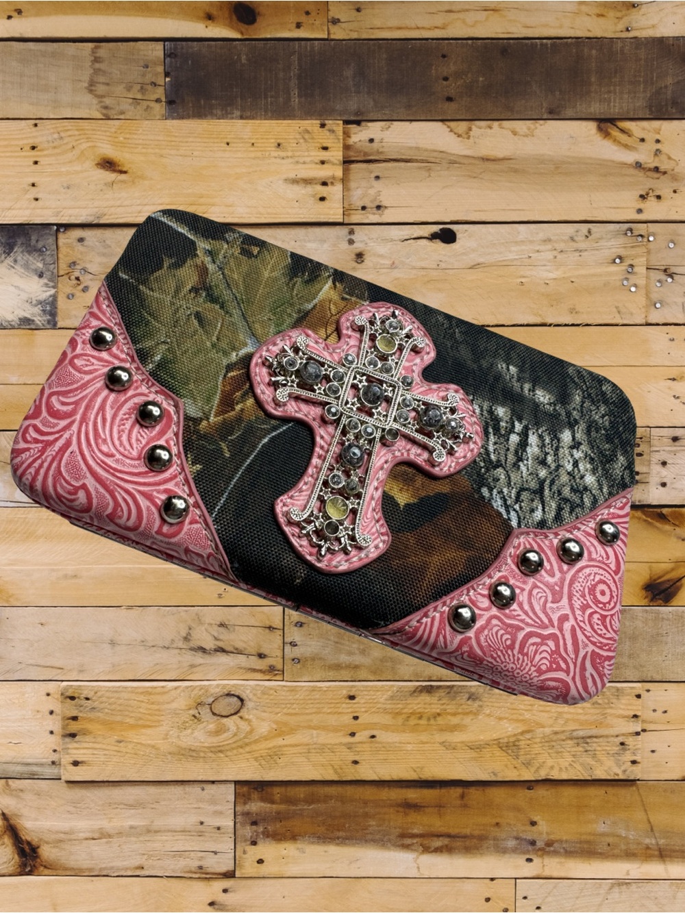 Pink Cross Accent Wallet for Women